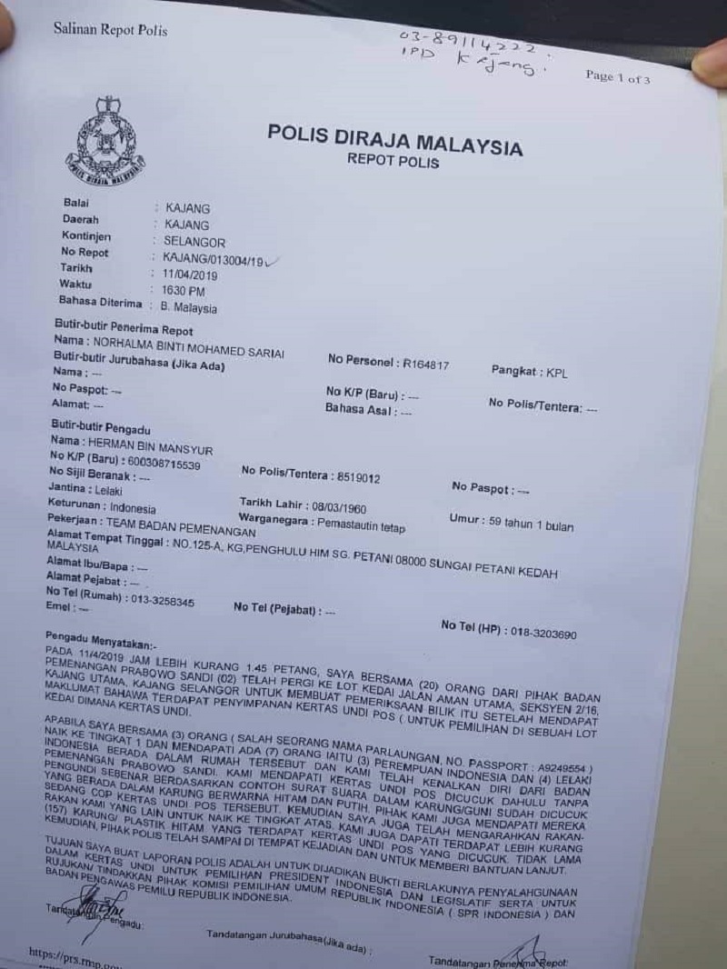 Contoh Surat Report Polis